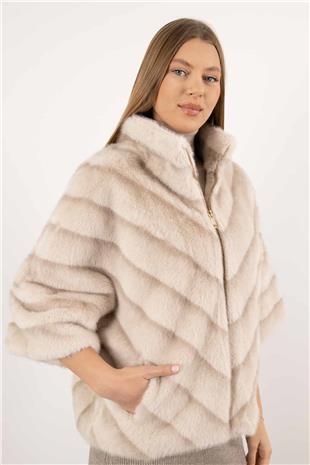 İki Renk Detaylı Truvakar Kürk Mont