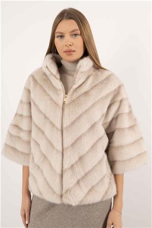 İki Renk Detaylı Truvakar Kürk Mont