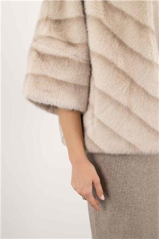 İki Renk Detaylı Truvakar Kürk Mont