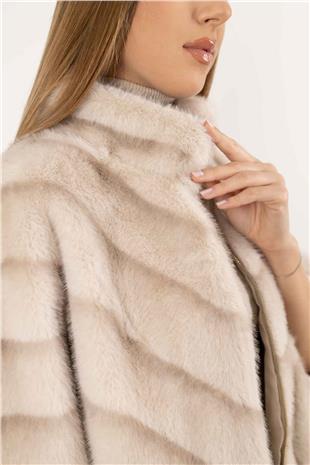 İki Renk Detaylı Truvakar Kürk Mont