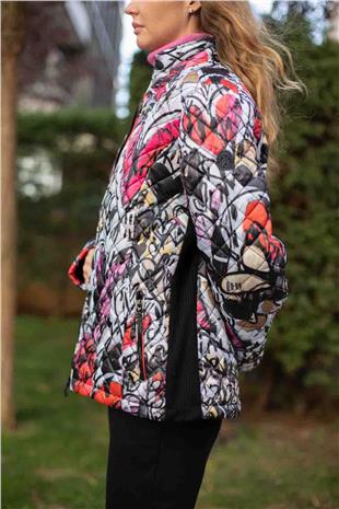 Kalp Desen İşlemeli Şişme Mont