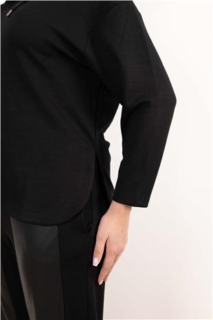 Kapüşon Detaylı Bağlama Detaylı Uzun Kollu Sweat