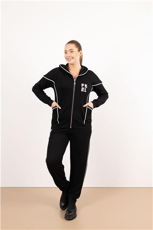 Kapüşon Detaylı Cep Taş Ve Yazı Taş Baskılı Takım