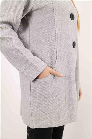 Kapüşon Detaylı Düğmeli Uzun Kollu Cepli Uzun Hırka