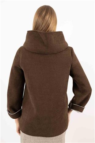 Kapüşon Detaylı Kadife Fitilli Cepli Mont