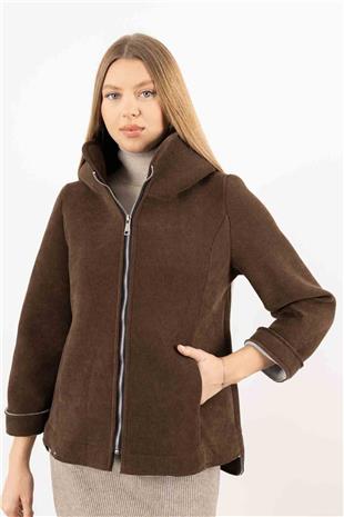 Kapüşon Detaylı Kadife Fitilli Cepli Mont