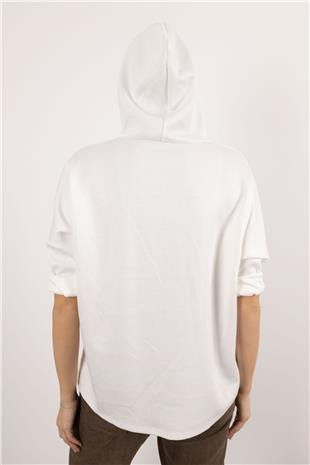 Kapüşon Detaylı Love Ve Kalp Baskılı Sweat