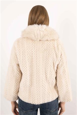 Kapüşonlu Peluş Mont