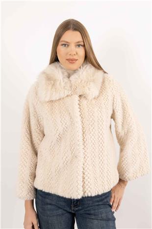 Kapüşonlu Peluş Mont