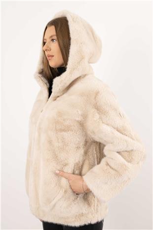 Kapüşonlu Peluş Mont
