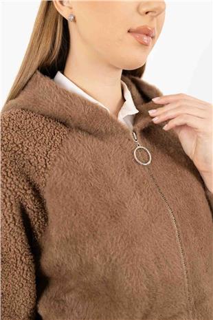 Kapüşonlu Peluş Mont