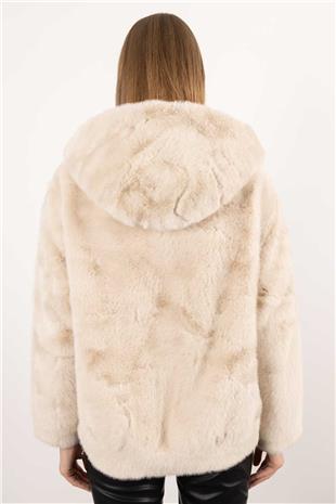 Kapüşonlu Peluş Mont