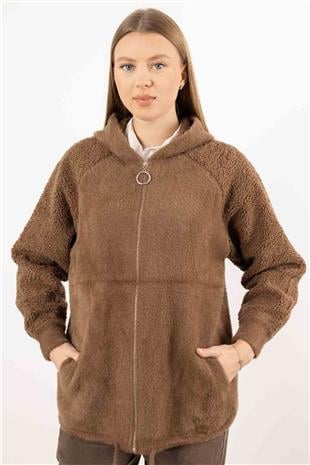 Kapüşonlu Peluş Mont