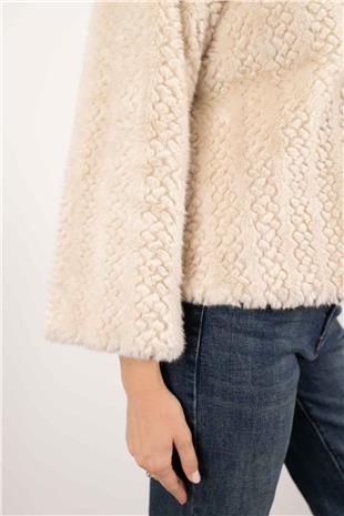 Kapüşonlu Peluş Mont