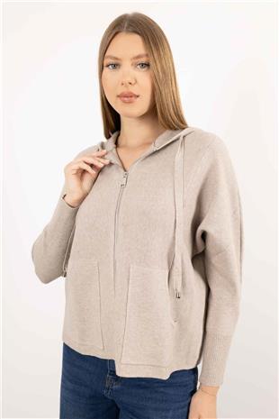 Kapüşonlu Triko Ceket
