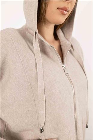 Kapüşonlu Triko Ceket