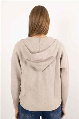 Kapüşonlu Triko Ceket