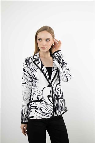 Kare Düğme Detay Gömlek Yaka Ceket