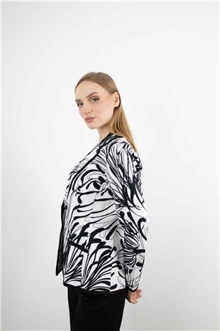 Kare Düğme Detay Gömlek Yaka Ceket