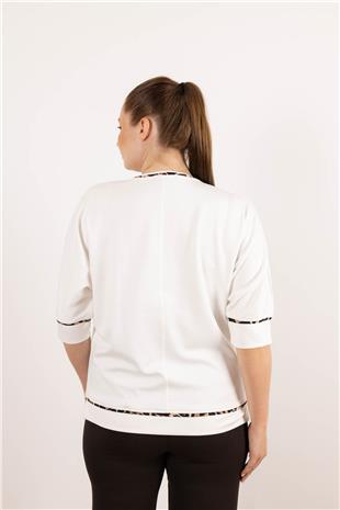 Kedi Fiğür Baskı Ve Taş İşleme Detaykı Bluz