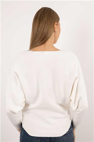 Kelebek Desen Pul Payet İşleme Triko