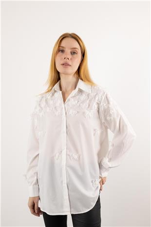 Kelebek Motif İşleme Detay Gömlek