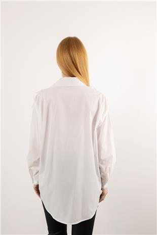 Kelebek Motif İşleme Detay Gömlek