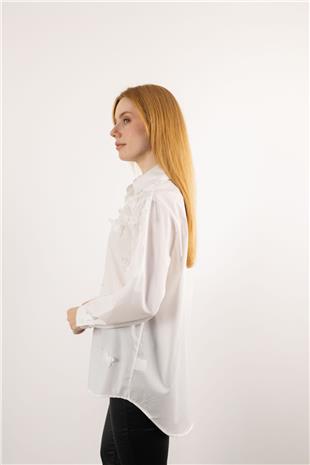 Kelebek Motif İşleme Detay Gömlek