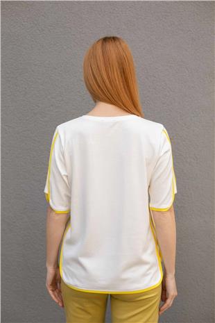 Kelebek Taş Baskı Detaylı Bluz