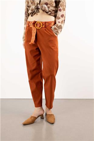 Kemer Detay Bel Lastik Pantolon