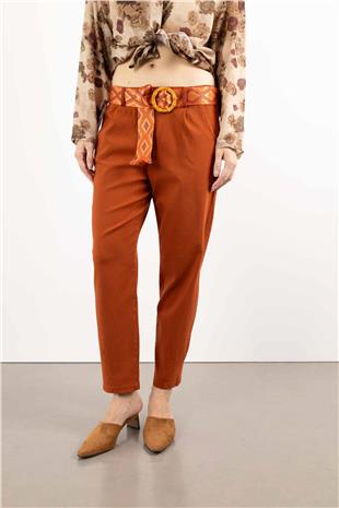 Kemer Detay Bel Lastik Pantolon