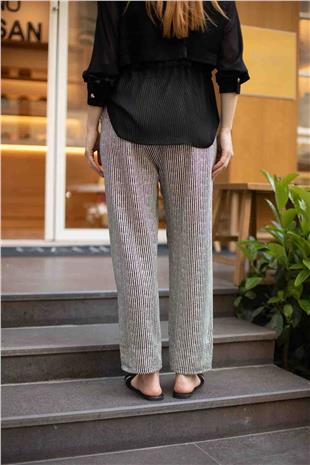 Kemerli Boru Paça Pantolon