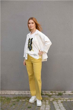 Kemerli Boru Paça Pantolon