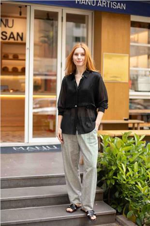 Kemerli Boru Paça Pantolon