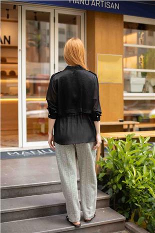 Kemerli Boru Paça Pantolon