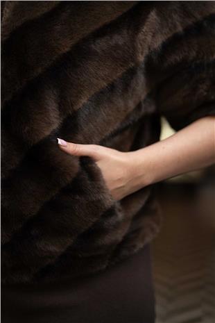 Kısa Kol Detaylı Cepli Kürk Ceket