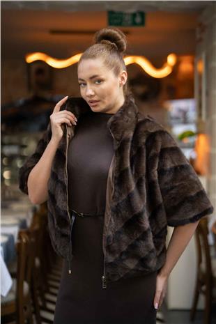 Kısa Kol Detaylı Cepli Kürk Ceket