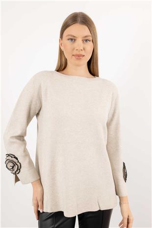 Kol Gül Desen Detaylı Triko