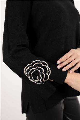 Kol Gül Desen Detaylı Triko