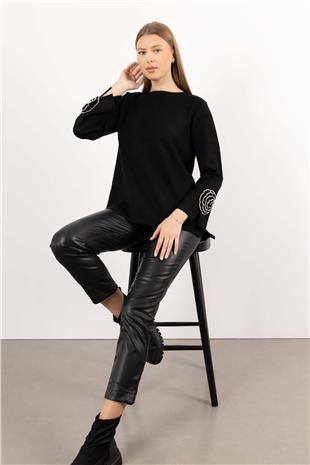 Kol Gül Desen Detaylı Triko