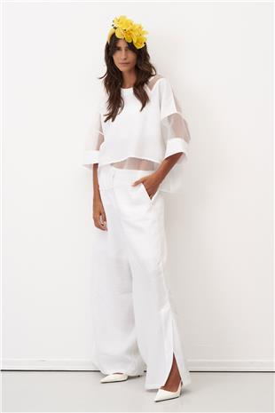 Kol Ve Bel Transparan Detay Kadın Bluz