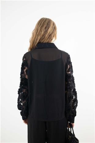 Lazer Kesim Gül Detay Gömlek