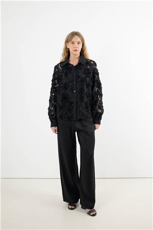 Lazer Kesim Gül Detay Gömlek