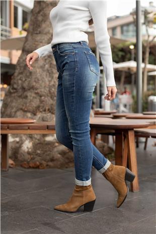 Leopar Desen Cep Detay Pantolon