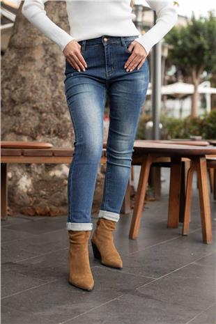 Leopar Desen Cep Detay Pantolon