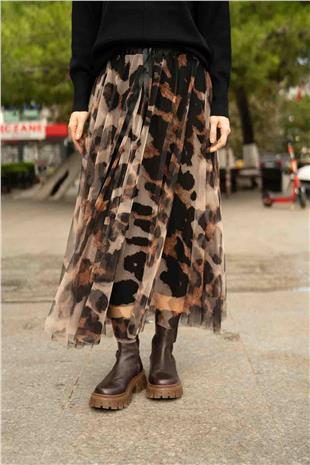 Leopar Desen Tütü Etek