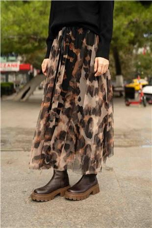 Leopar Desen Tütü Etek