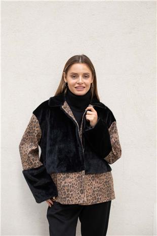 Leopar Desenli Kürk Mont