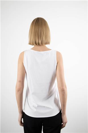 Logo Detaylı Yanları Astar Parçalı Bluz