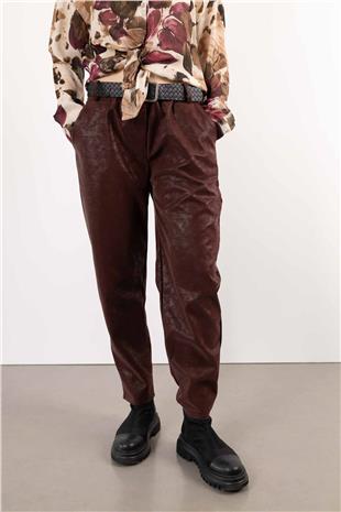 Nubuk Görünümlü Kemer Detay Pantolon